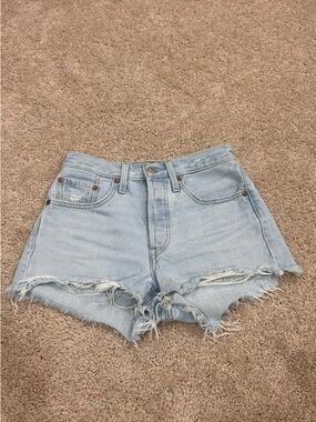 Levi's Light Blue Distressed Cutoff Denim Shorts